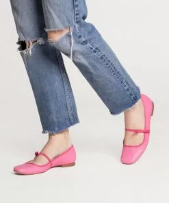 Frances Valentine Shoes Jude Mary Jane Leather Flat Pink