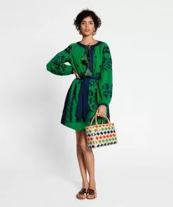Frances Valentine Stephanie Tunic Dress Green Navy APPAREL