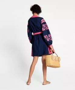 Frances Valentine APPAREL Stephanie Tunic Dress Navy Pink