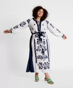 Frances Valentine Stephanie Dress White Navy