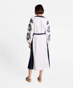 Frances Valentine Stephanie Dress White Navy