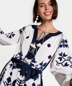 Frances Valentine Stephanie Dress White Navy
