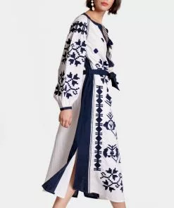 Frances Valentine Stephanie Dress White Navy