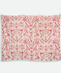 Frances Valentine Embroidered Tablecloth Veracruz Red Home Goods