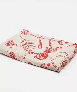 Frances Valentine Embroidered Tablecloth Veracruz Red Home Goods