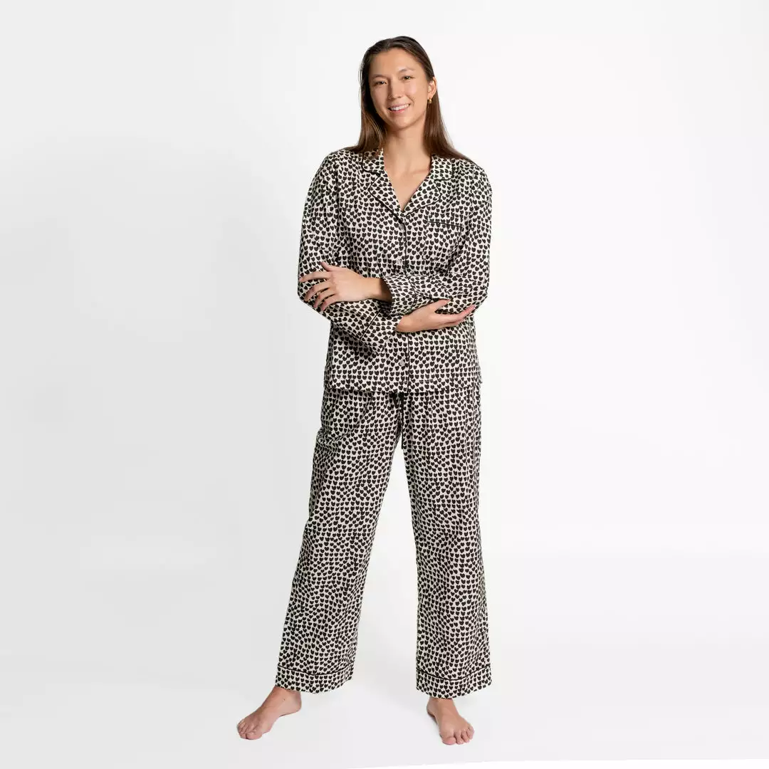 Frances Valentine Teddy Pajama Pant Baby Hearts Cotton Black Oyster 4 Frances Valentine Teddy Pajama Pant Baby Hearts Cotton Black Oyster