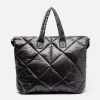 Frances Valentine Oversized Tote Quilted Satin Nylon Black HANDBAGS