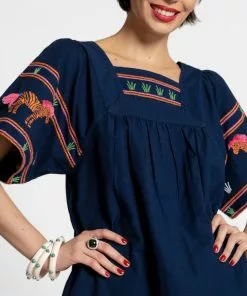 Frances Valentine Zebra Picnic Dress Navy