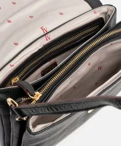 Frances Valentine Ann Crossbody Tumbled Leather Black