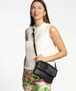 Frances Valentine Ann Crossbody Tumbled Leather Black