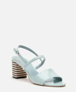 Frances Valentine Bettina Sandal Soft Patent Light Blue Elyce's Picks