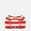Frances Valentine Bici Chain Pouch Striped Canvas Natural Red NEW ARRIVALS