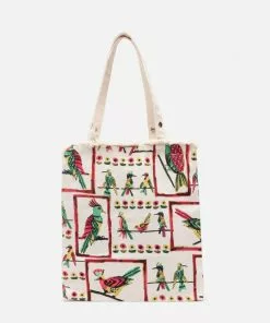 Frances Valentine HANDBAGS Canvas Fringe Tote Bird Is The Word