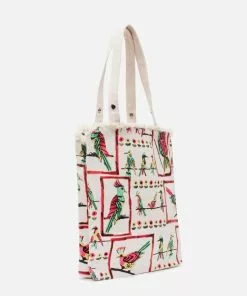 Frances Valentine HANDBAGS Canvas Fringe Tote Bird Is The Word