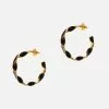 KJL Black And Gold Enamel Hoop Earrings JEWELRY