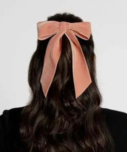 Jennifer Behr Velvet Bow Barrette Pink APPAREL