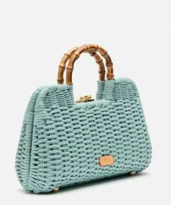 Frances Valentine Buzzy Basket Wicker Light Blue HANDBAGS
