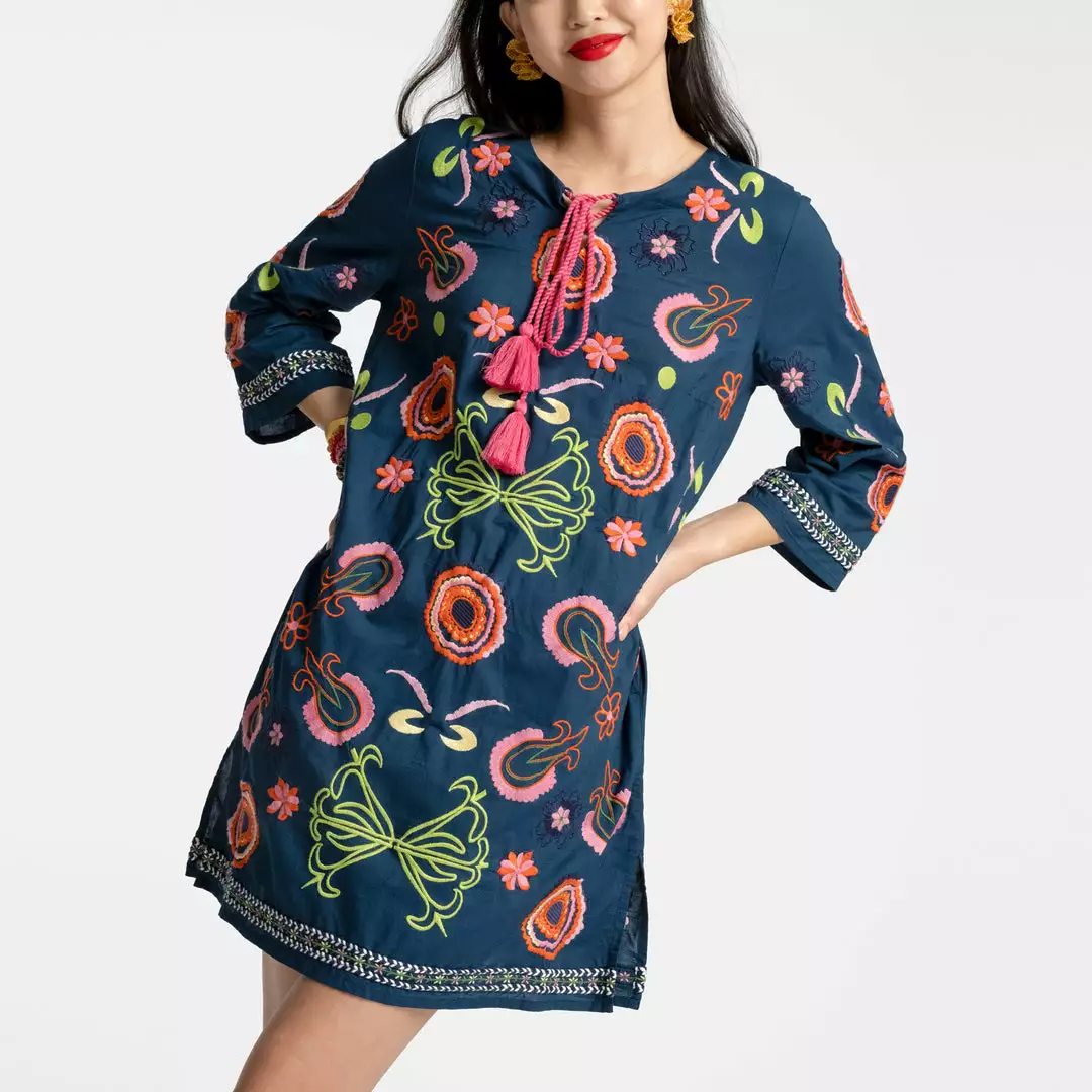 Frances Valentine Capri Tunic Barberton Daisy Navy 6 Frances Valentine Capri Tunic Barberton Daisy Navy