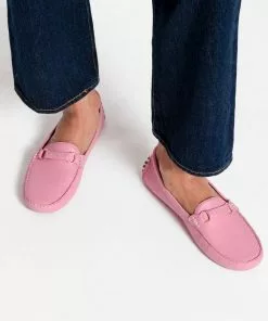 Frances Valentine Charlie Driving Moc Tumbled Leather Pink