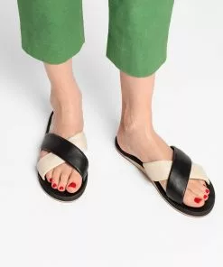 Frances Valentine NEW ARRIVALS Criss Cross Cloud Slide Nappa Black Oyster