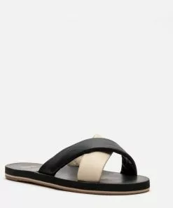 Frances Valentine NEW ARRIVALS Criss Cross Cloud Slide Nappa Black Oyster