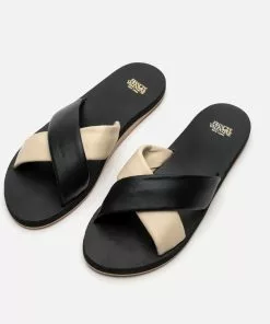 Frances Valentine NEW ARRIVALS Criss Cross Cloud Slide Nappa Black Oyster