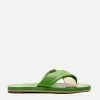 Frances Valentine Criss Cross Cloud Slide Nappa Green Oyster