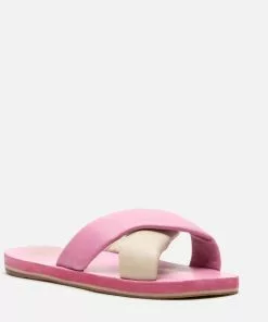 Frances Valentine Criss Cross Cloud Slide Nappa Pink Oyster