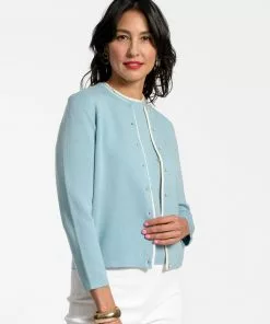 Frances Valentine APPAREL Darling Cardigan Milano Stitch Light Blue