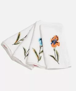 Frances Valentine Home Goods Embroidered Dinner Napkins Iris