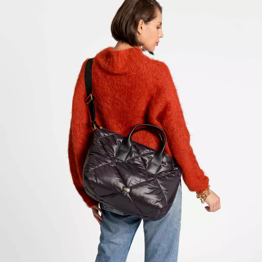 Frances Valentine Elliot Tote Quilted Satin Nylon Black 5 Frances Valentine Elliot Tote Quilted Satin Nylon Black