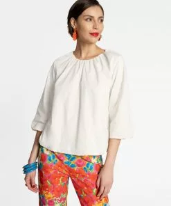 Frances Valentine Emily Ruched Top White