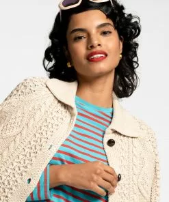 Frances Valentine Cotton Cashmere Fisherman Cardigan Natural NEW ARRIVALS