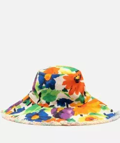 Frances Valentine Canvas Fringe Hat Floral Explosion