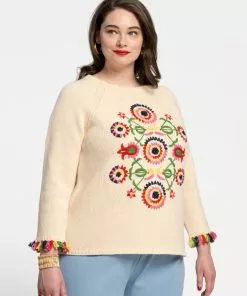 Frances Valentine Wool Fringe Crewneck Barberton Daisy