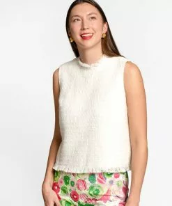 Frances Valentine Sleeveless Fringe Top White NEW ARRIVALS