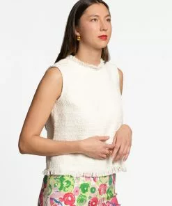 Frances Valentine Sleeveless Fringe Top White NEW ARRIVALS