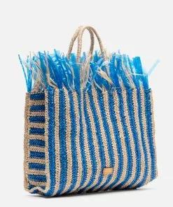 Frances Valentine Fuzzy Tote Natural Blue