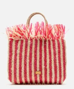 Frances Valentine Fuzzy Tote Natural Red NEW ARRIVALS