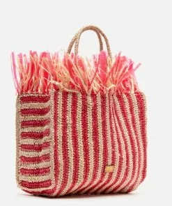 Frances Valentine Fuzzy Tote Natural Red NEW ARRIVALS