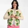 Frances Valentine Lucky Cardigan Natural Green APPAREL 1 Frances Valentine Lucky Cardigan Natural Green APPAREL