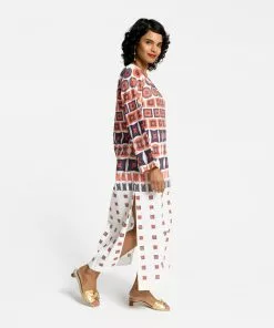 Frances Valentine Geoprint Maxi Dress Red Orange NEW ARRIVALS