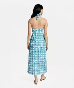Frances Valentine NEW ARRIVALS Malia Halter Dress Waffleweave Azure Block 8 Frances Valentine NEW ARRIVALS Malia Halter Dress Waffleweave Azure Block
