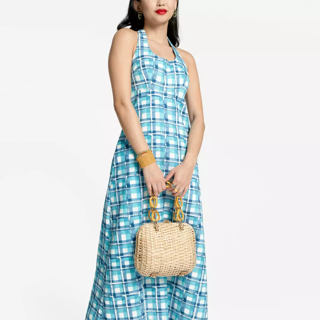 Frances Valentine NEW ARRIVALS Malia Halter Dress Waffleweave Azure Block 6 Frances Valentine NEW ARRIVALS Malia Halter Dress Waffleweave Azure Block