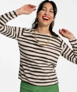 Frances Valentine Honey Crewneck Sweater Painterly Stripe APPAREL