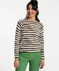 Frances Valentine Honey Crewneck Sweater Painterly Stripe APPAREL