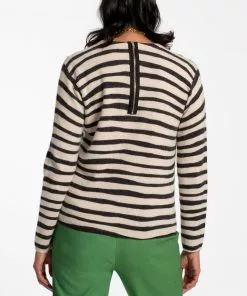 Frances Valentine Honey Crewneck Sweater Painterly Stripe APPAREL