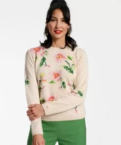 Frances Valentine APPAREL Honey Crewneck Falling Poppy Oyster Multi