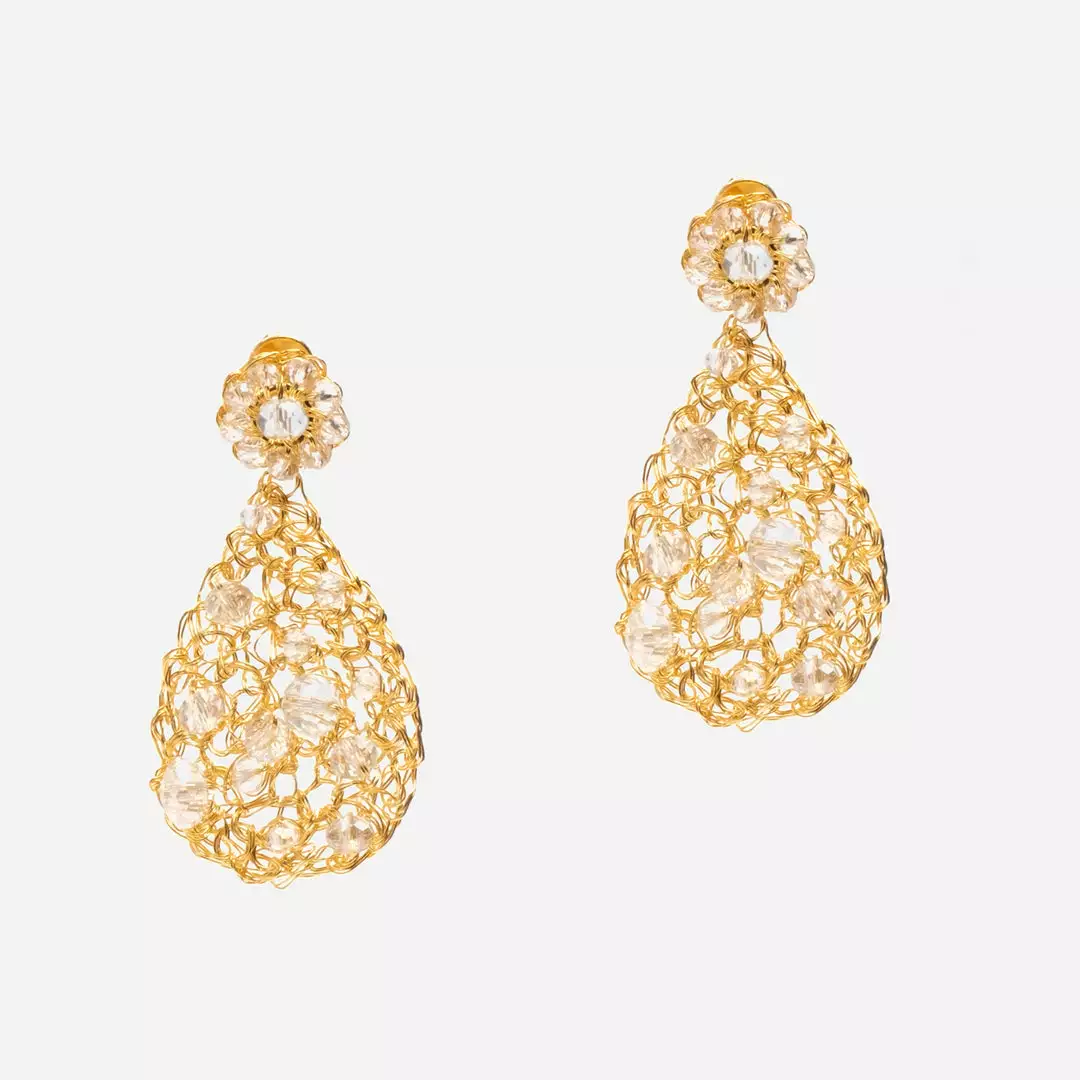 Lavish Crochet Teardrop Earring Gold 3 Lavish Crochet Teardrop Earring Gold