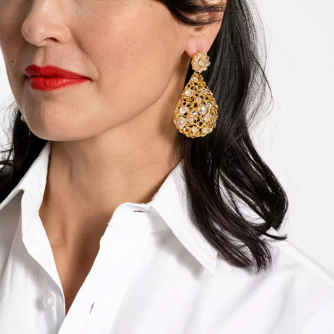Lavish Crochet Teardrop Earring Gold 4 Lavish Crochet Teardrop Earring Gold